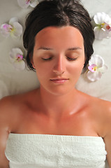 Image showing beautiful woman have massage at spa and wellness center