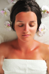 Image showing beautiful woman have massage at spa and wellness center