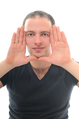 Image showing one young man isolated face frame