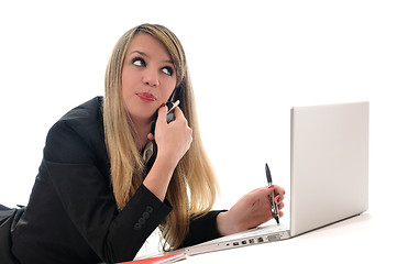 Image showing girl work on laptop