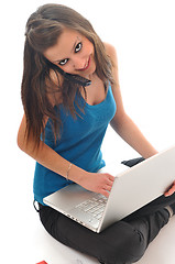 Image showing young girl work on laptop