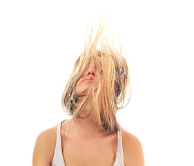 Image showing party woman isolated with wind in hair