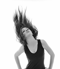 Image showing party woman isolated with wind in hair