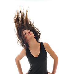 Image showing party woman isolated with wind in hair