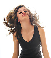 Image showing party woman isolated with wind in hair