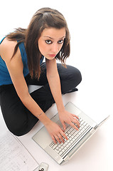 Image showing young girl work on laptop