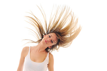 Image showing party woman isolated with wind in hair