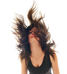 Image showing party woman isolated with wind in hair