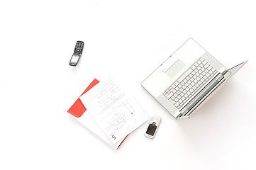 Image showing silver laptop cellphone isolated