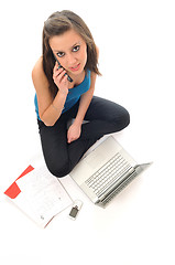 Image showing young girl work on laptop