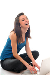 Image showing young girl work on laptop