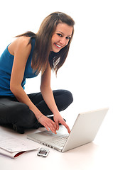 Image showing young girl work on laptop