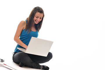 Image showing young girl work on laptop