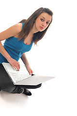 Image showing young girl work on laptop