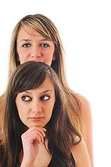 Image showing two young girls isolated on white