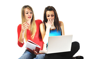 Image showing two girl work on laptop