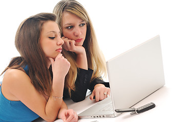 Image showing two girl work on laptop