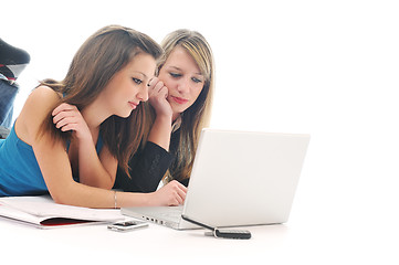 Image showing two girl work on laptop