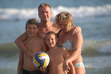 Image showing family portrait on beach at summer holidays