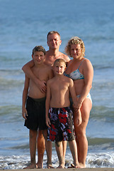 Image showing family portrait on beach at summer holidays
