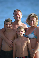 Image showing family portrait on beach at summer holidays