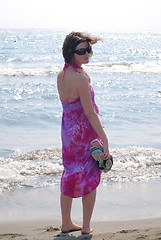 Image showing happy woman on beach 