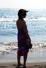 Image showing happy woman on beach 