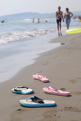 Image showing sandals pair on beach