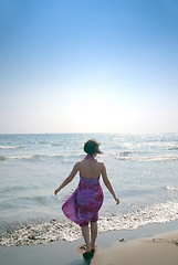 Image showing happy woman on beach 