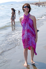 Image showing happy woman on beach 
