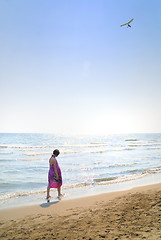 Image showing happy woman on beach 