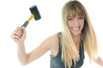 Image showing woman hammer isolaed