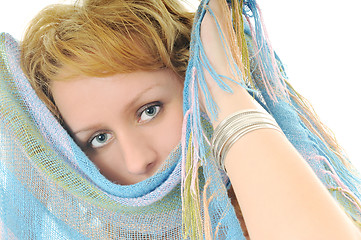 Image showing happy woman scarf