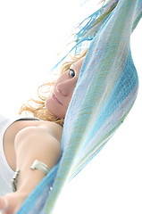 Image showing happy woman scarf