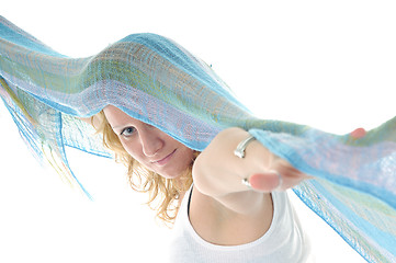 Image showing happy woman scarf