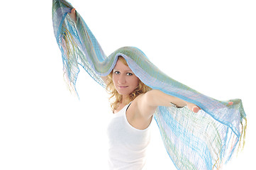 Image showing happy woman scarf