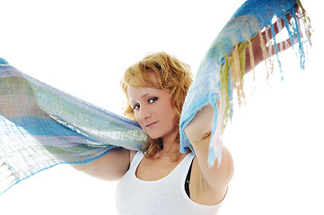 Image showing happy woman scarf