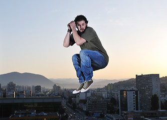 Image showing man jump outdoor sunset