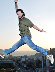 Image showing man jump outdoor sunset