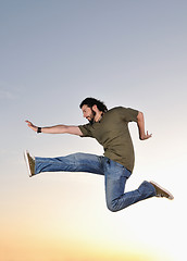 Image showing man jump outdoor sunset