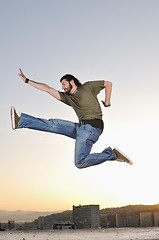 Image showing man jump outdoor sunset