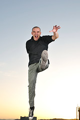 Image showing man jump outdoor sunset