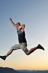 Image showing man jump outdoor sunset