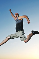 Image showing man jump outdoor sunset