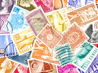 Image showing Diverse and colorful postage stamps