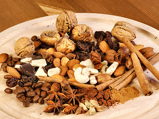 Image showing Spices, nuts, coffee and cinnamon