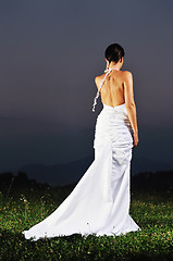 Image showing beautiful bride outdoor after wedding ceremny