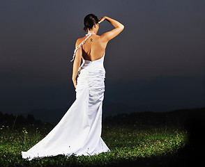Image showing beautiful bride outdoor after wedding ceremny
