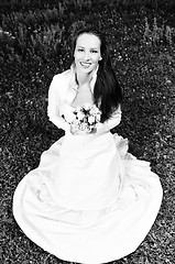 Image showing beautiful bride outdoor after wedding ceremny