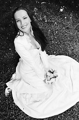 Image showing beautiful bride outdoor after wedding ceremny